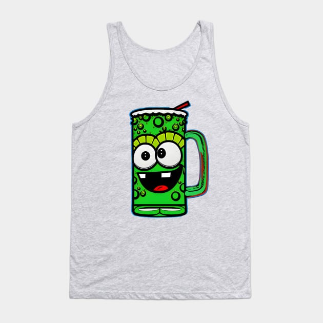 Saint Patrick's Day Green Beer Mug Cartoon Tank Top by Xtian Dela ✅